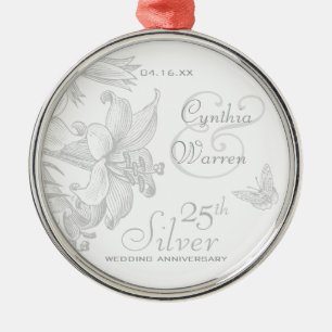 25th Silver Wedding Anniversary Custom Keepsake Metal Ornament