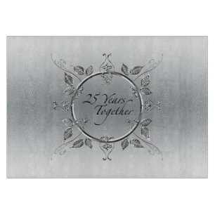 25th Silver Wedding Anniversary Elegant 25 Years Cutting Board