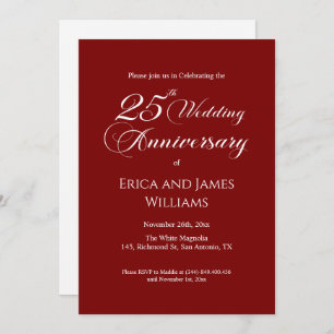 25th Silver Wedding Anniversary Elegant Script Invitation