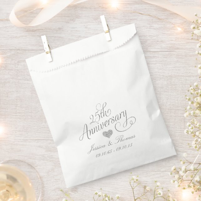 25th Silver Wedding Anniversary Favour Bag (Clipped)