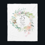 25th Silver Wedding Anniversary Floral Garland Fleece Blanket<br><div class="desc">Featuring a delicate watercolor floral garland,  this chic botanical 25th wedding anniversary keepsake fleece blanket can be personalised with your special anniversary information in elegant silver typography. Designed by Thisisnotme©</div>