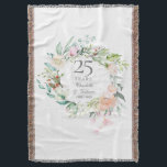 25th Silver Wedding Anniversary Floral Garland Throw Blanket<br><div class="desc">Featuring a delicate watercolor floral garland,  this chic botanical 25th wedding anniversary keepsake throw blanket can be personalised with your special anniversary information in elegant silver typography. Designed by Thisisnotme©</div>