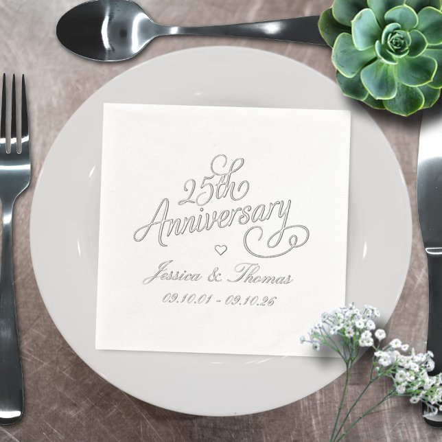 25th Silver Wedding Anniversary Foil Napkins (Creator Uploaded)