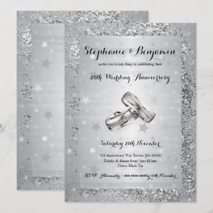 25th Silver Wedding Anniversary Glitter Elegant Invitation