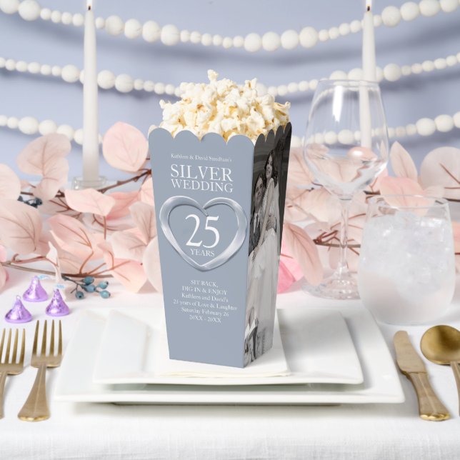 25th silver wedding anniversary heart  favor box (Wedding)