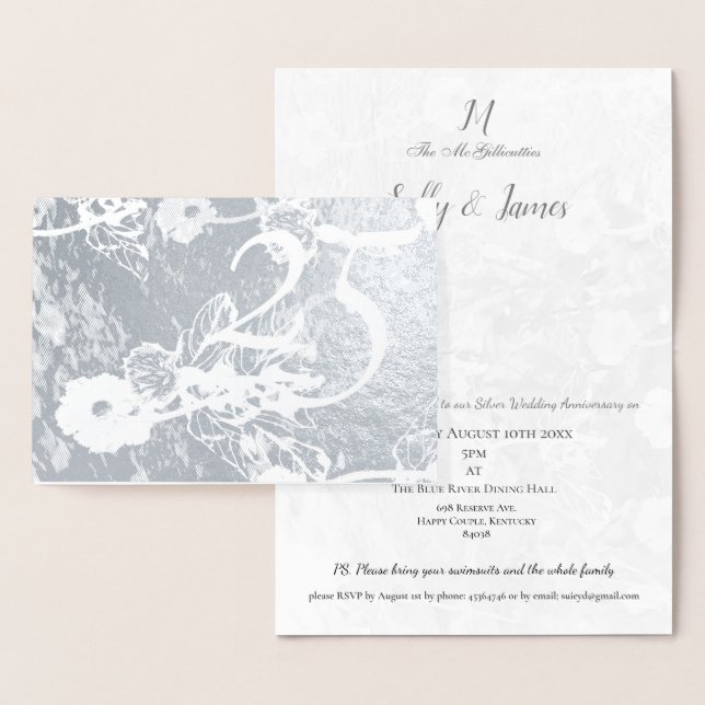 25th Silver Wedding Anniversary Invitation (Display)