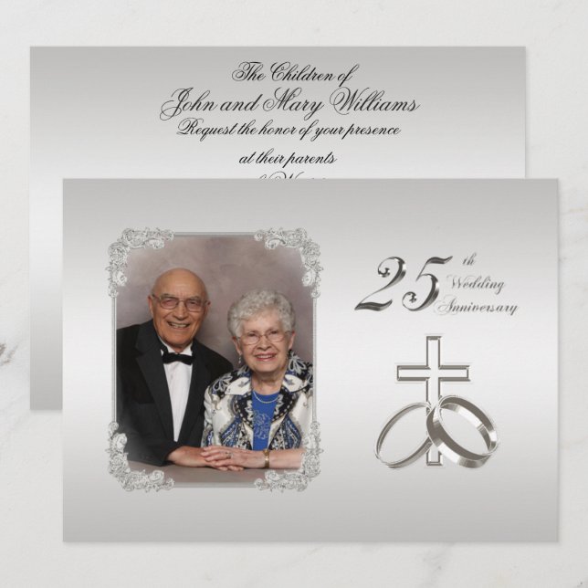 25th Silver Wedding Anniversary Invite 5.5x7.5 (Front/Back)