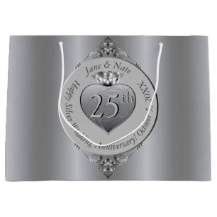 25th Silver Wedding Anniversary  Large Gift Bag