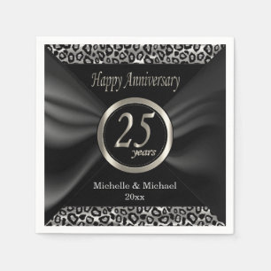 25th Silver Wedding Anniversary   Leopard Pattern Napkin