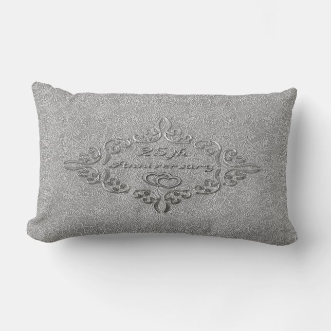 25th Silver Wedding Anniversary Lumbar Pillow (Front)