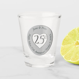 25th Silver Wedding Anniversary Mug Shot Glass