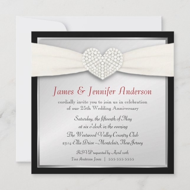 25th Silver Wedding Anniversary Party Invitations (Front)