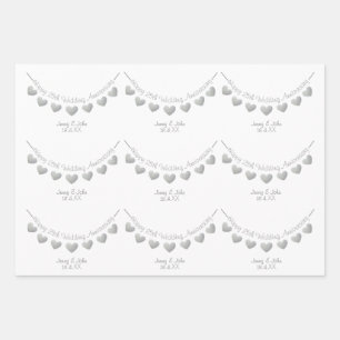 25th silver wedding anniversary personalised wrapping paper sheet