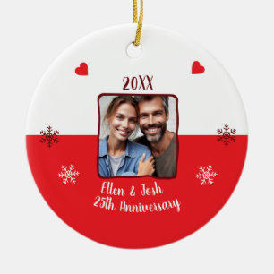 25th Silver Wedding Anniversary Photo Keepsake Ceramic Ornament
