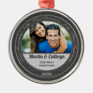 25th Silver Wedding Anniversary   Photo Ornament