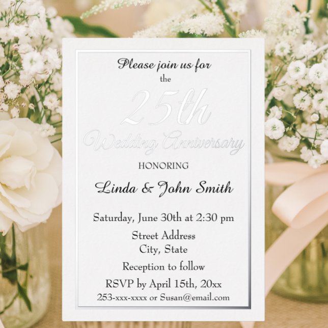 25th Silver Wedding Anniversary Simple (In Situ Flowers)