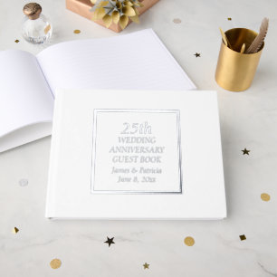 25th Silver Wedding Anniversary Simple Stylized Guest Book