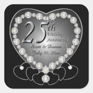 25th Silver Wedding Anniversary Square Sticker