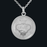 25th Silver Wedding Anniversary Sterling Silver Necklace<br><div class="desc">Silver grey Calla Lily keepsake sterling silver necklace with floral damask background for a 25th wedding anniversary. Elegant silver banner is accented with two Calla Lilies and has text art saying 25th Anniversary in ornate script. Upper text is ready for you to customize with names and anniversary dates.</div>