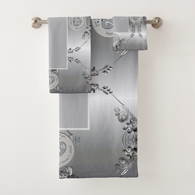 25th Silver Wedding Anniversary Towel (Insitu)