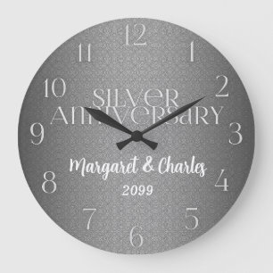 25th Silver Wedding Annivsersary Custom Large Clock