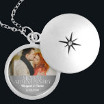 25th Silver Wedding Annivsersary Custom Photo Silver Plated Necklace<br><div class="desc">Upload a photo of the anniversary couple or a photo of their wedding day and personalize with the couple's names and anniversary in this 25th Silver Wedding Anniversary necklace. A lovely gift for the sterling wife from her husband or her kids. Available in a variety of styles.</div>