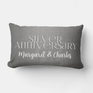 25th Silver Wedding Annivsersary  Photo Lumbar Pillow