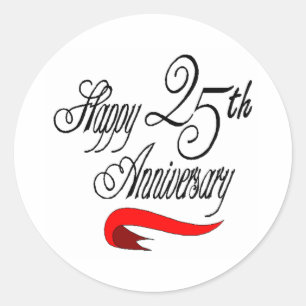 25th wedding anniversary a classic round sticker