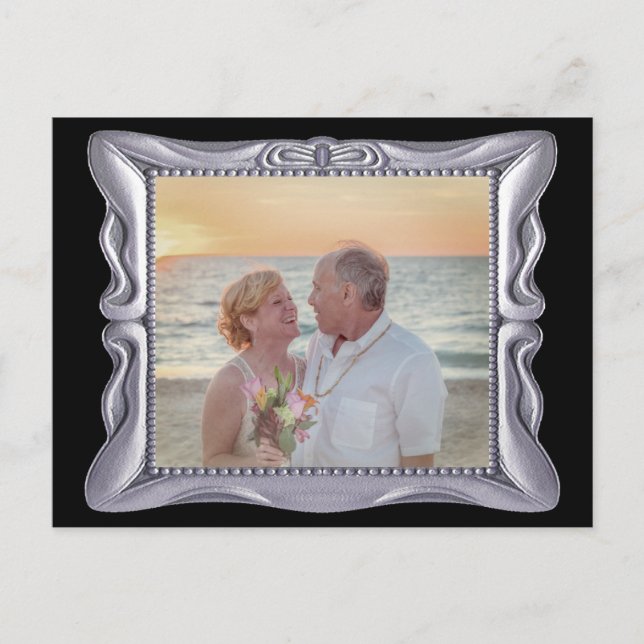 25th Wedding Anniversary Antique Silver Frame Postcard (Front)