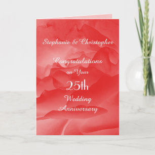 25th Wedding Anniversary Card Coral Rose