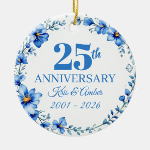 25th Wedding Anniversary  Ceramic Ornament