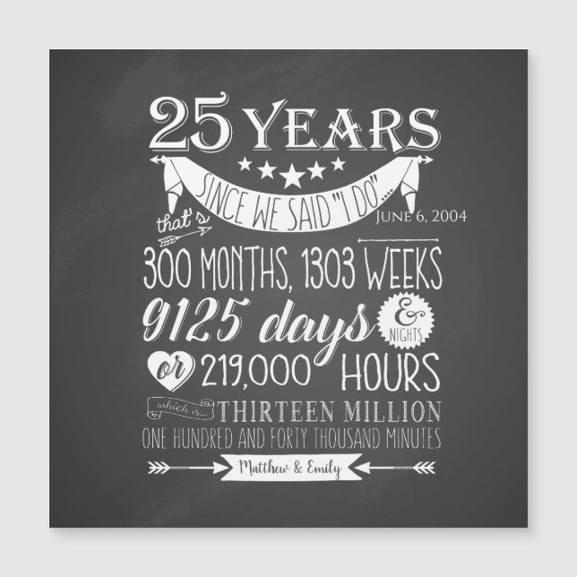 25th wedding anniversary, chalkboard, 25 years (Front)