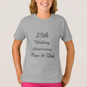 25th Wedding Anniversary Chic Silver Typography T-Shirt