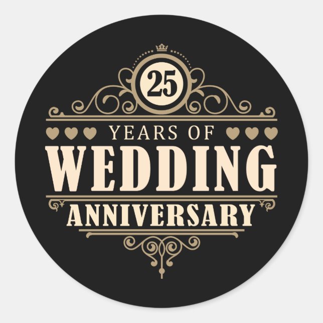 25th Wedding Anniversary Classic Round Sticker (Front)