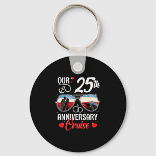 25th Wedding Anniversary Cruise Vacation Husband W Keychain