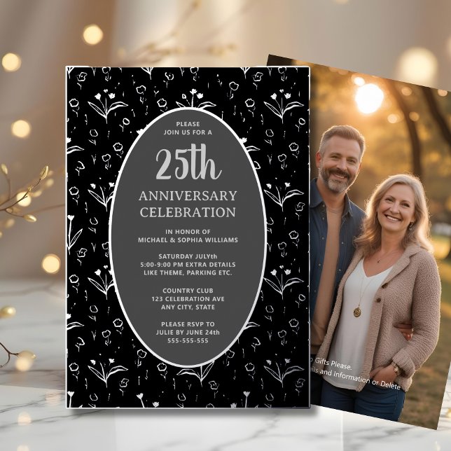 25th Wedding Anniversary Elegant Black Silver (Creator Uploaded)