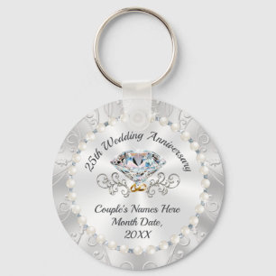 25th Wedding Anniversary Favours Souvenirs, Custom Keychain