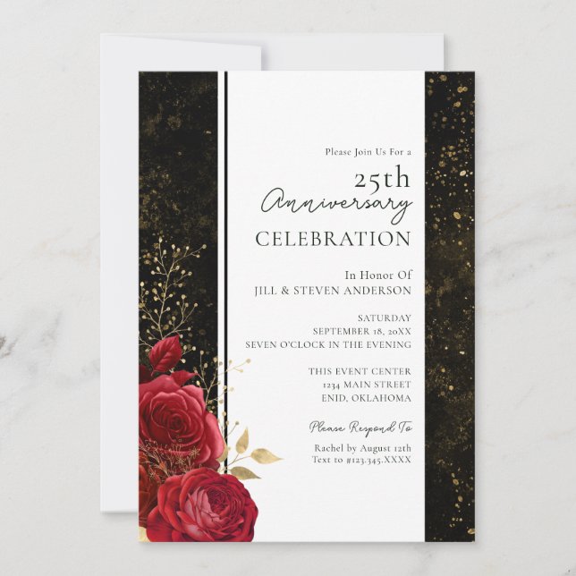 25th Wedding Anniversary Floral Budget  Invitation (Front)