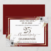 25th Wedding Anniversary Floral Save the Date Invi