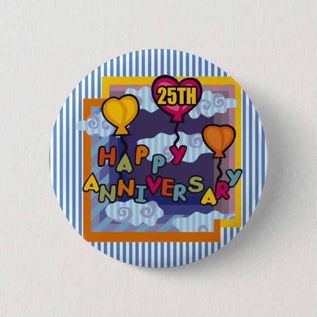 25th Wedding Anniversary Gifts 2 Inch Round Button (Front)
