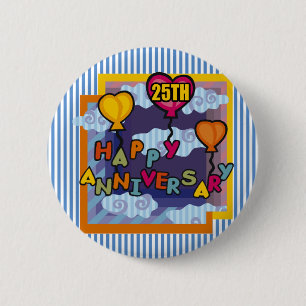 25th Wedding Anniversary Gifts 2 Inch Round Button