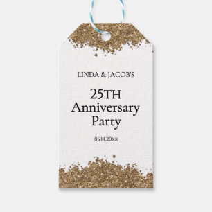 25th Wedding Anniversary Gold Faux Glitter  Gift Tags