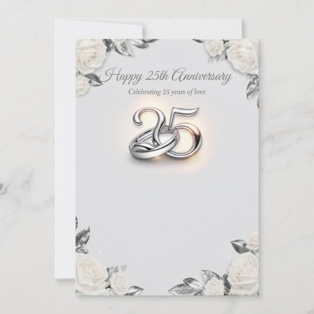 25th Wedding Anniversary Greeting Card – Silver Ma (Front)