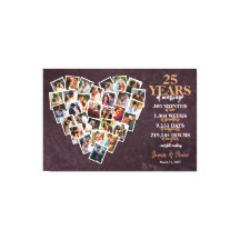 25th Wedding Anniversary Heart Photo Collage