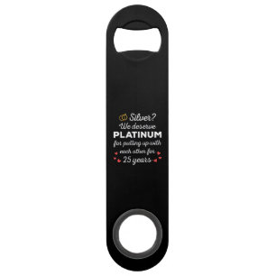 25th Wedding Anniversary I - Silver Funny Couple Bar Key