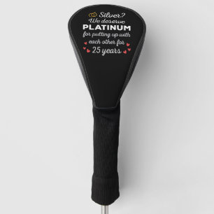 25th Wedding Anniversary I - Silver Funny Couple Golf Head Cover
