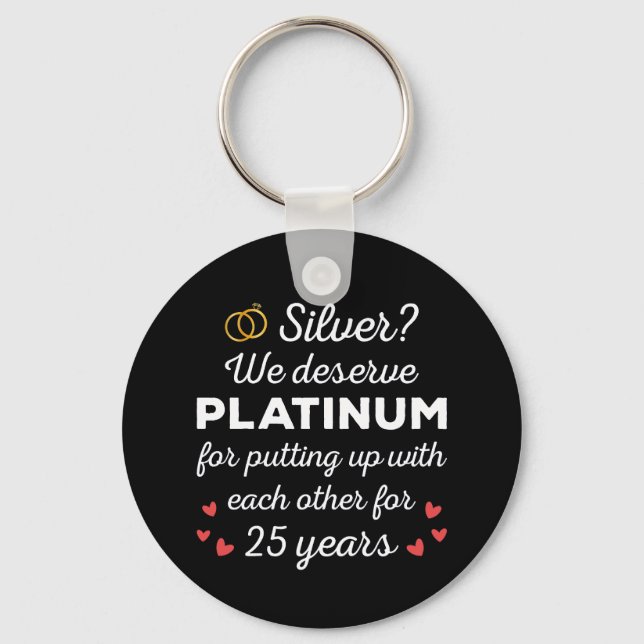 25th Wedding Anniversary I - Silver Funny Couple Keychain (Front)
