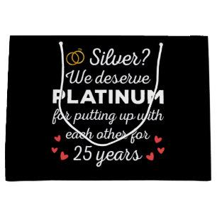 25th Wedding Anniversary I - Silver Funny Couple Large Gift Bag