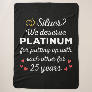 25th Wedding Anniversary I - Silver Funny Couple Sherpa Blanket