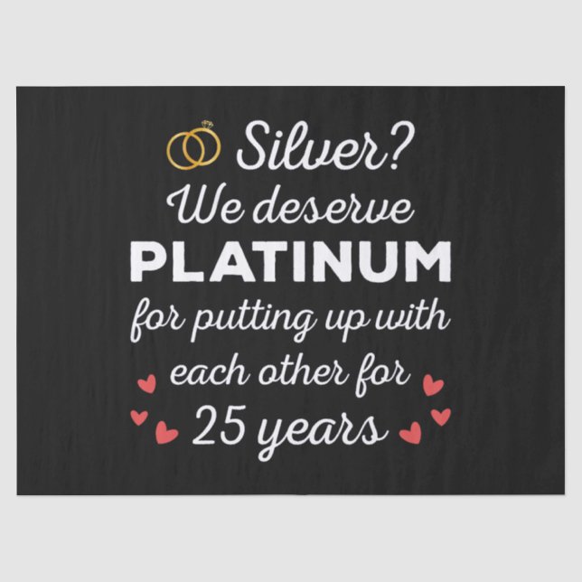 25th Wedding Anniversary I - Silver Funny Couple Tissue Paper (Front)